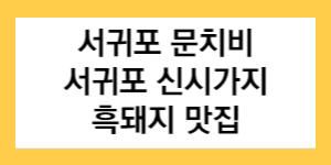 서귀포 문치비 서귀포 신시가지 흑돼지 맛집 글자가 들어간 썸네일