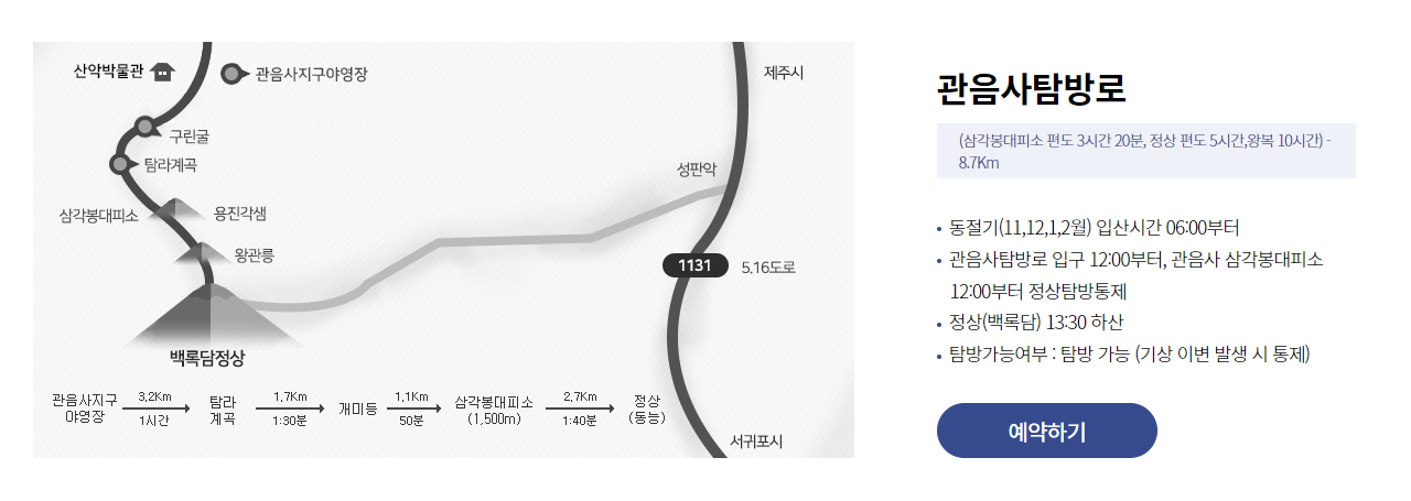 관음사 탐방로 코스가 나온 사진