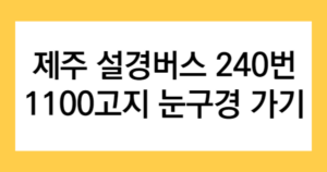 제주 설경버스 240번 1100고지 눈구경 가기 글자가 써진 썸네일