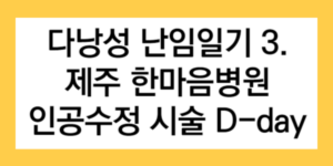 다낭성 난임일기 3. 제주 한마음병원 인공수정 시술 D-day 글자가 들어간 썸네일