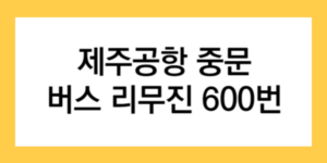 제주공항 중문 버스 리무진 600번 글자가 적힌 썸네일